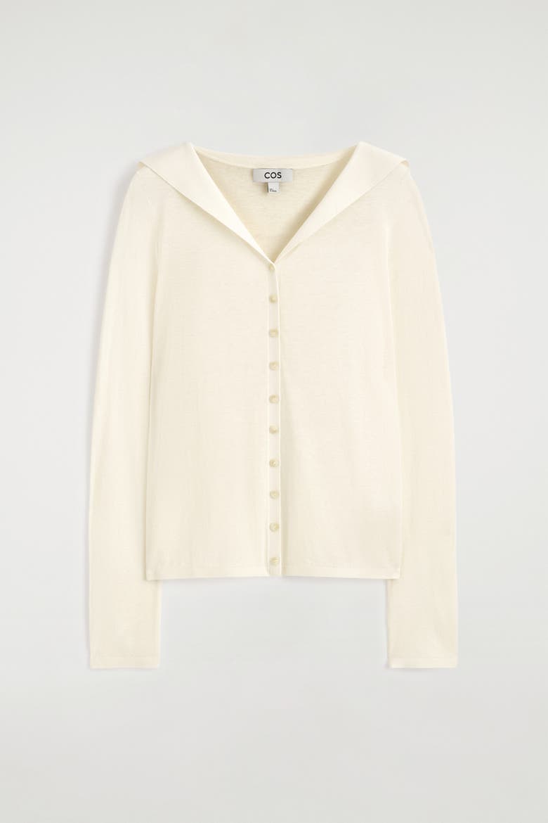 Sailor-collar Knitted Cotton-silk Shirt, Alternate, color, CREAM