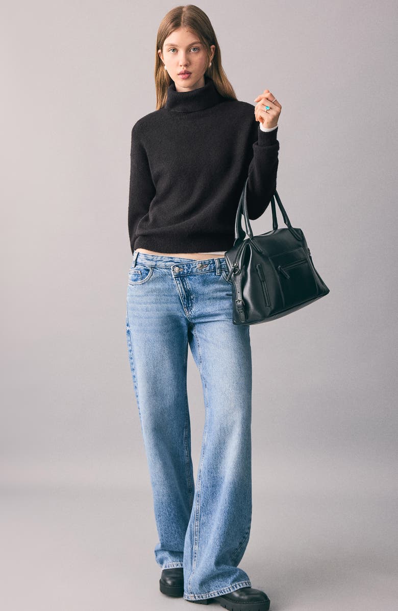 MANGO TEEN Turtleneck Sweater, Alternate, color, Black