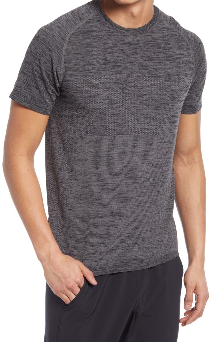 Zella Seamless Performance T-Shirt, Main, color, Grey Obsidian Melange