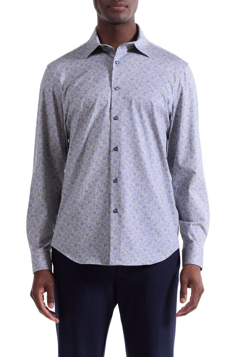 Jimmy OoohCotton® Geo Print Button-Up Shirt, Main, color, SAND
