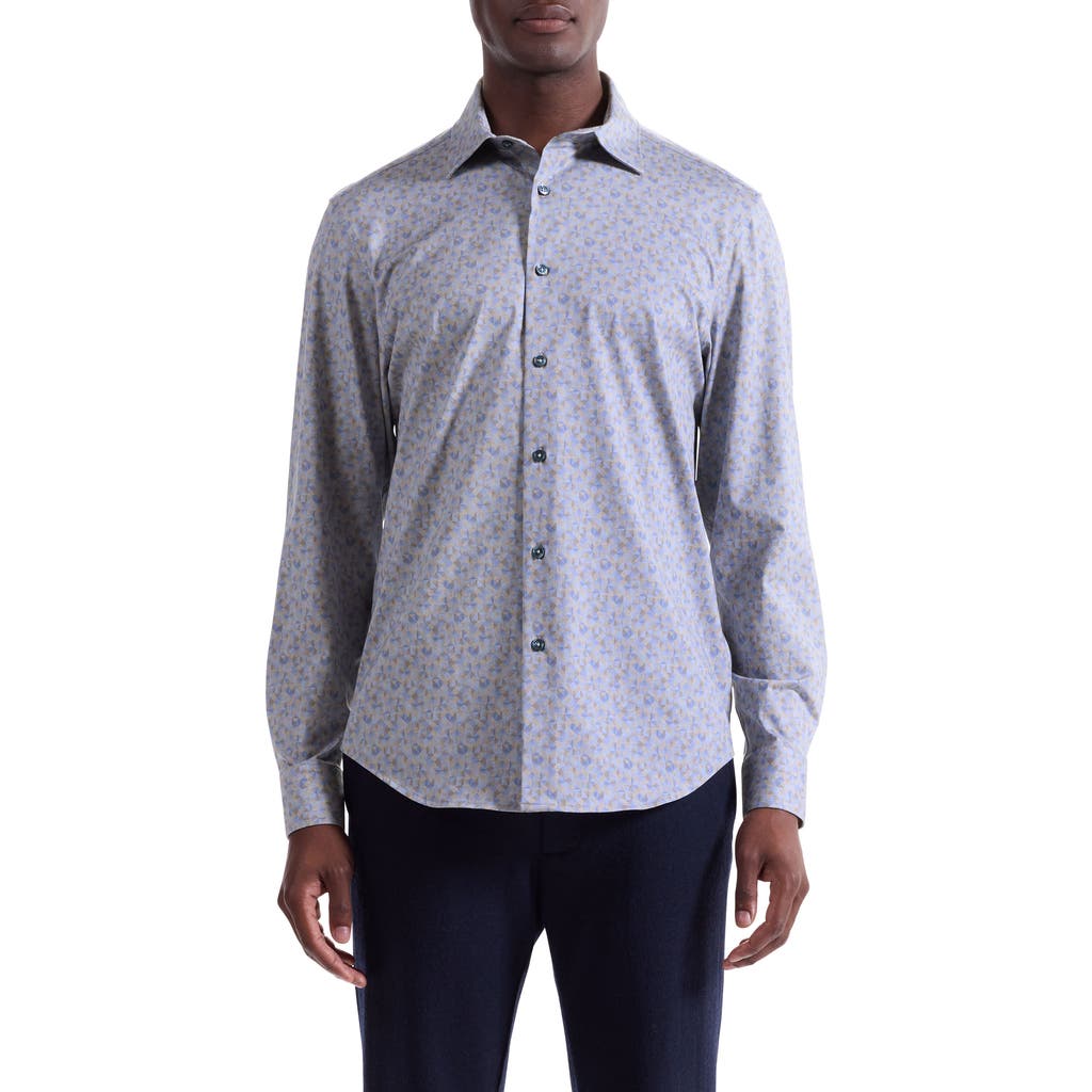Bugatchi Jimmy Ooohcotton® Geo Print Button-up Shirt In Blue
