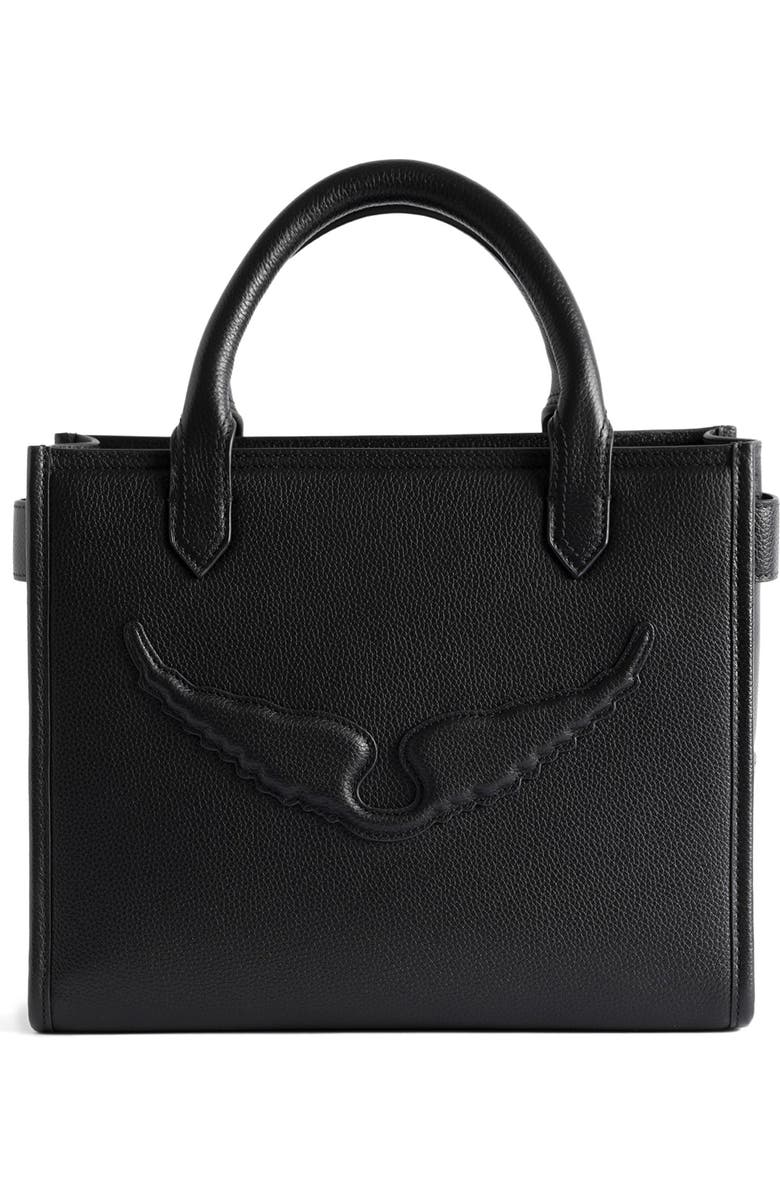 Zadig & Voltaire Angel Extra Small Leather Tote, Main, color, Black