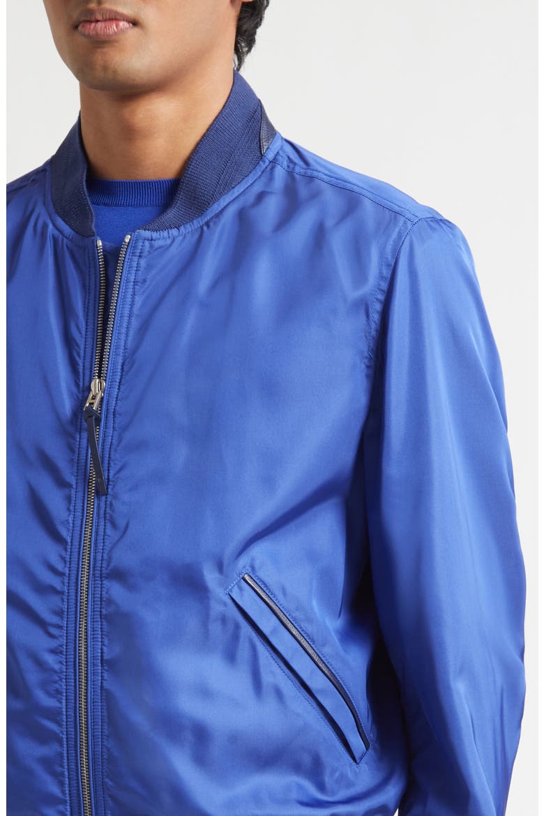 Technical Silk Poplin Bomber Jacket, Alternate, color, ROYAL BLUE