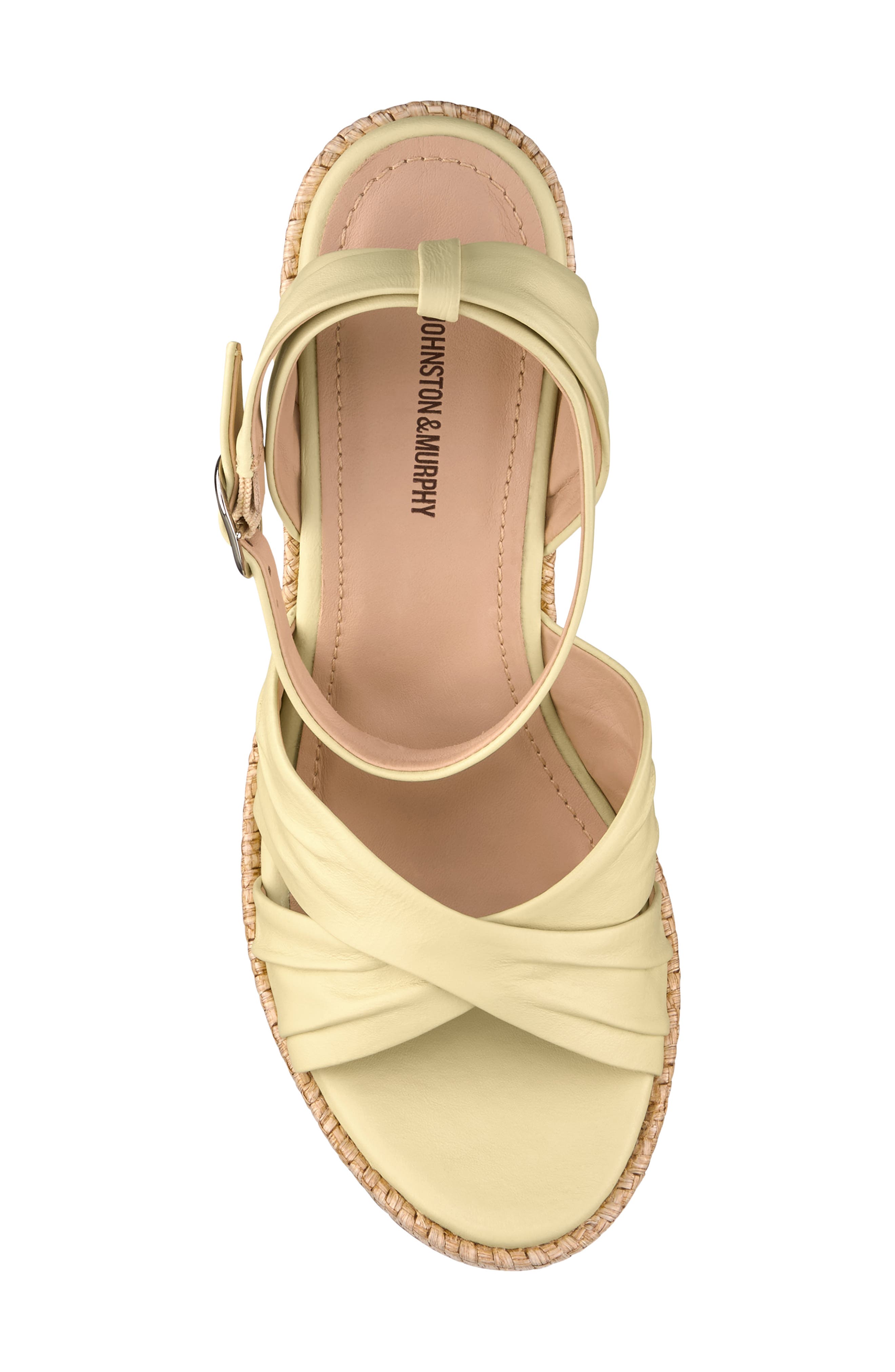 Johnston & Murphy Marcia Ankle Strap Platform Wedge Sandal, Alternate, color, Yellow Glove Leather