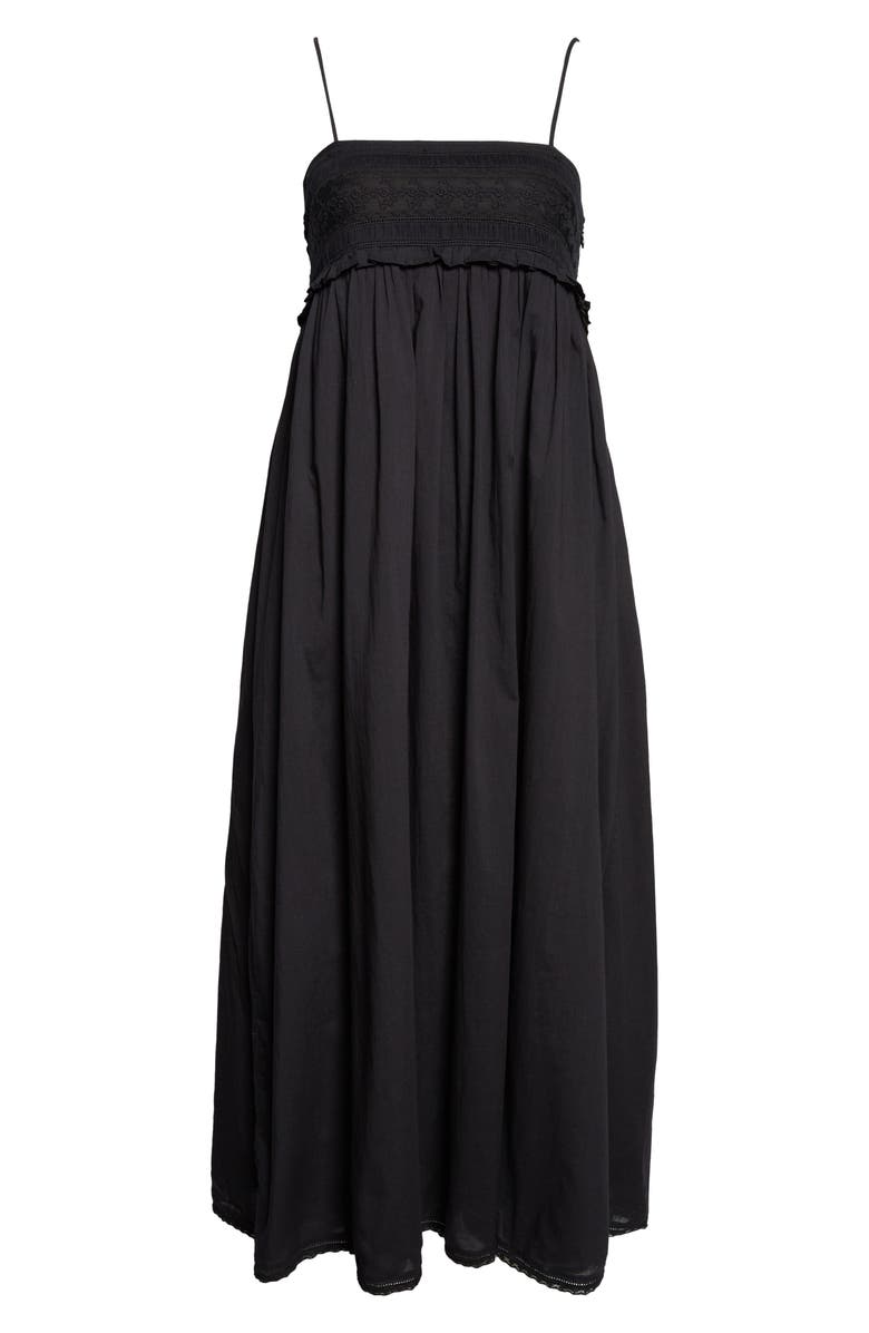 POSSE Danielle Embroidered Lace Ruffle Trim Midi Dress, Alternate, color, Black