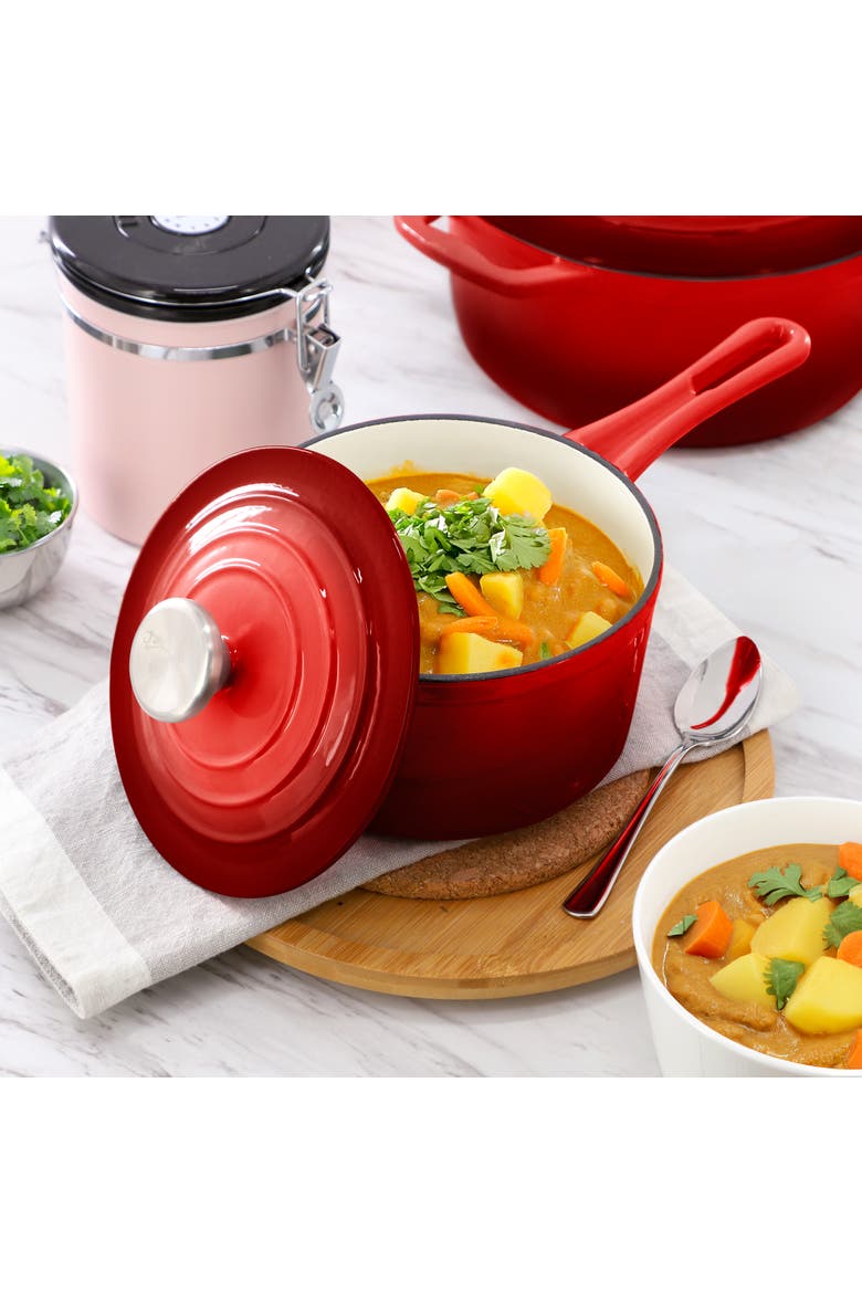 7 Piece Enameled Cast Iron Cookware Set, Alternate, color, Red