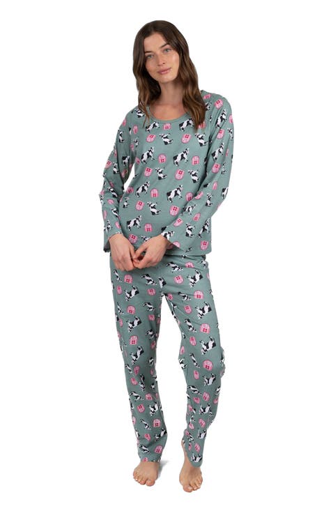 Women's Loose Fit Cotton Matching Family Pajamas, Animal & Nature Prints