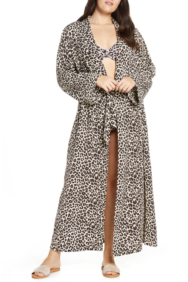 Maxi Cover-Up Wrap (Nordstrom Exclusive), Alternate, color, BROWN GANACHE LEOPARD