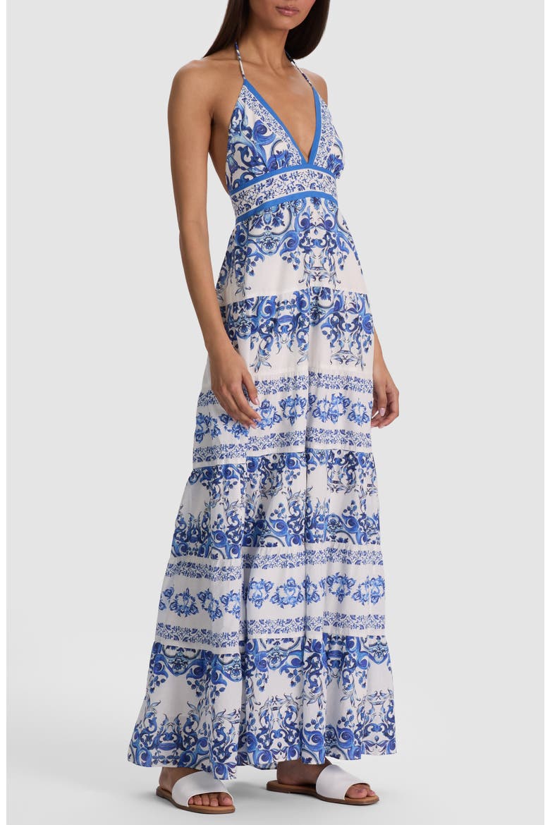 Karolina Print Cotton Halter Maxi Dress, Alternate, color, SOLSTICE