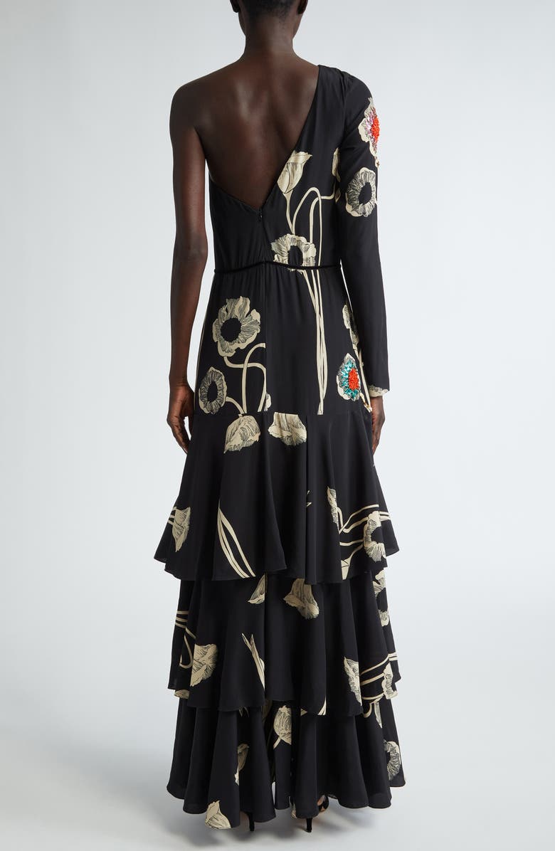 Johanna Ortiz Poesia de Paz Sequin Poppy One-Shoulder Silk Maxi Dress, Alternate, color, 