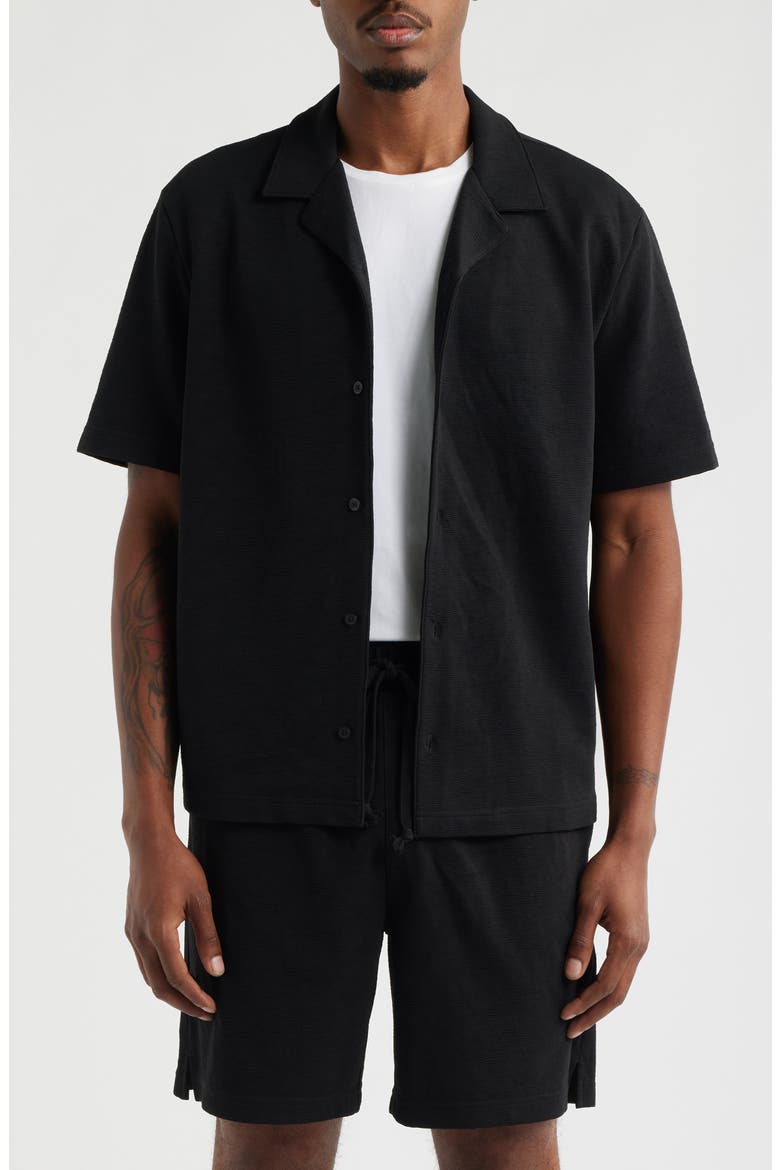 Knit Camp Shirt, Alternate, color, BLACK