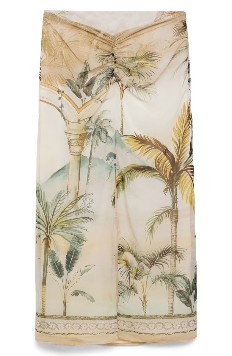 MANGO Tropical Print Front Slit Skirt, Alternate, color, 