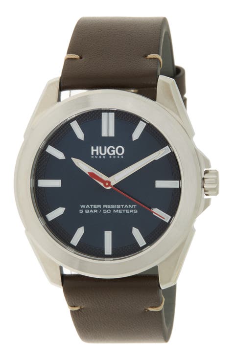 #Adventure Leather Strap Watch, 42mm