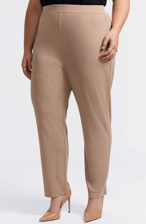 Louisa Crepe Knit Ankle Pants (Plus)