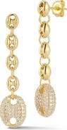 CHLOE AND MADISON 14K Gold Cubic Zirconia Chain Link Drop Earrings