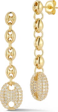 CHLOE AND MADISON 14K Gold Cubic Zirconia Chain Link Drop Earrings