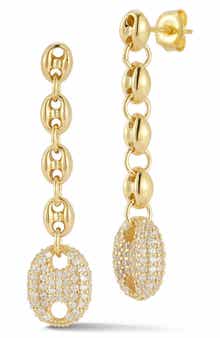 CHLOE AND MADISON 14K Gold Cubic Zirconia Chain Link Drop Earrings