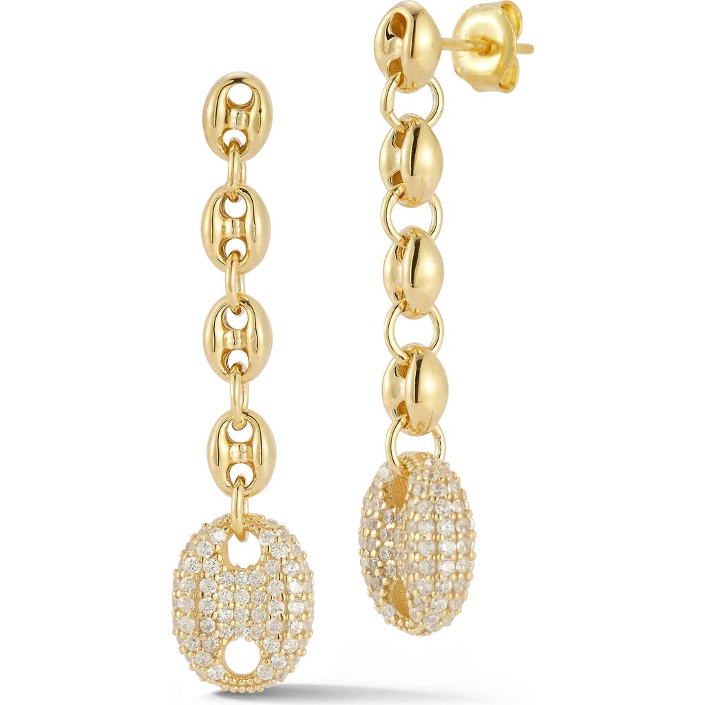 Chloe & Madison Chloe And Madison 14k Gold Cubic Zirconia Chain Link Drop Earrings In Gold