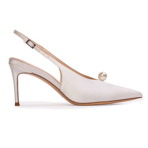 Black Suede Studio Reina 80 Satin Pump In Neutral