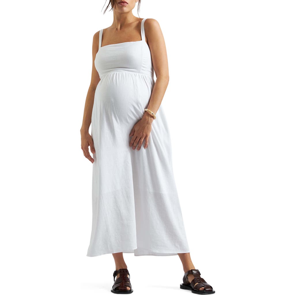 Ripe Maternity Simone Tie Back Linen Blend Dress In Gray