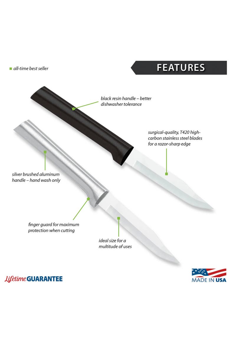 Cutlery 3.25-Inch Regular Paring Knife Set of 2 & Quick Edge Knife Sharpener, Alternate, color, Black