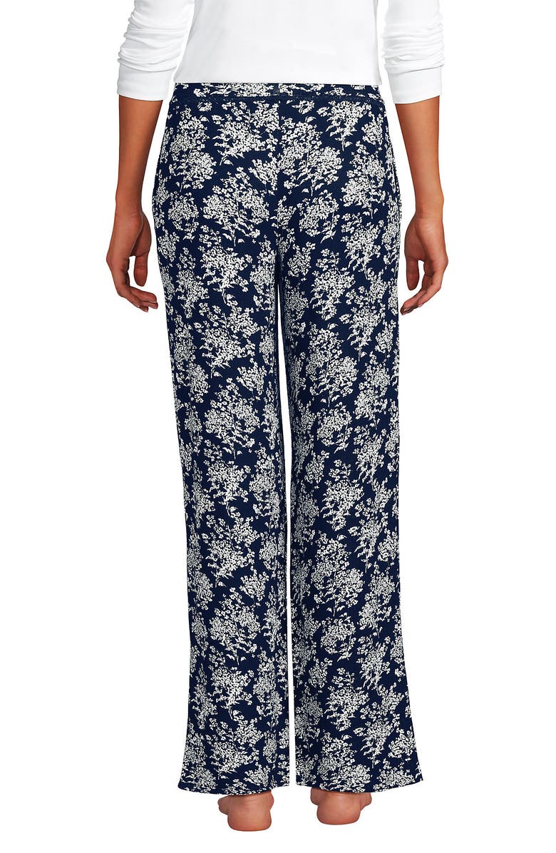 Lands' End Pointelle Sleep Pants, Alternate, color, Deep Sea Ikat Floral