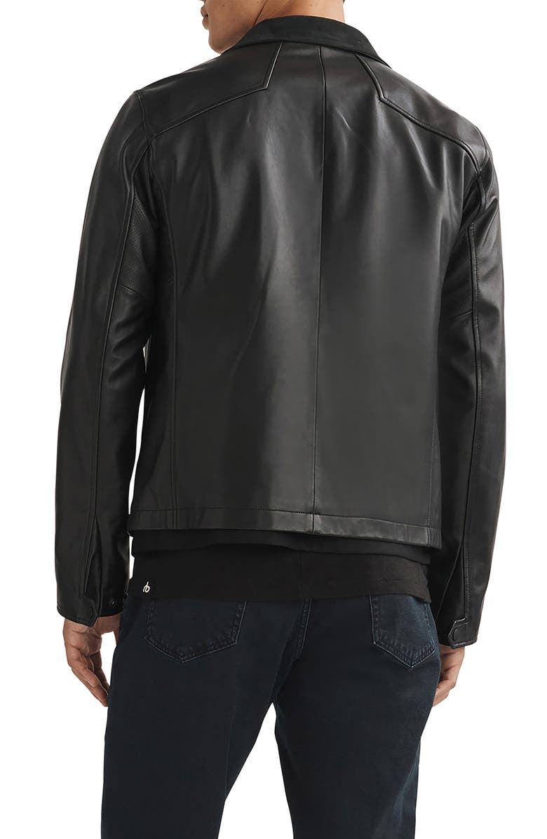 rag & bone Grant Stand Collar Leather Jacket, Alternate, color, 