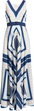 Eliza J Scarf Print Crêpe de Chine Maxi Dress