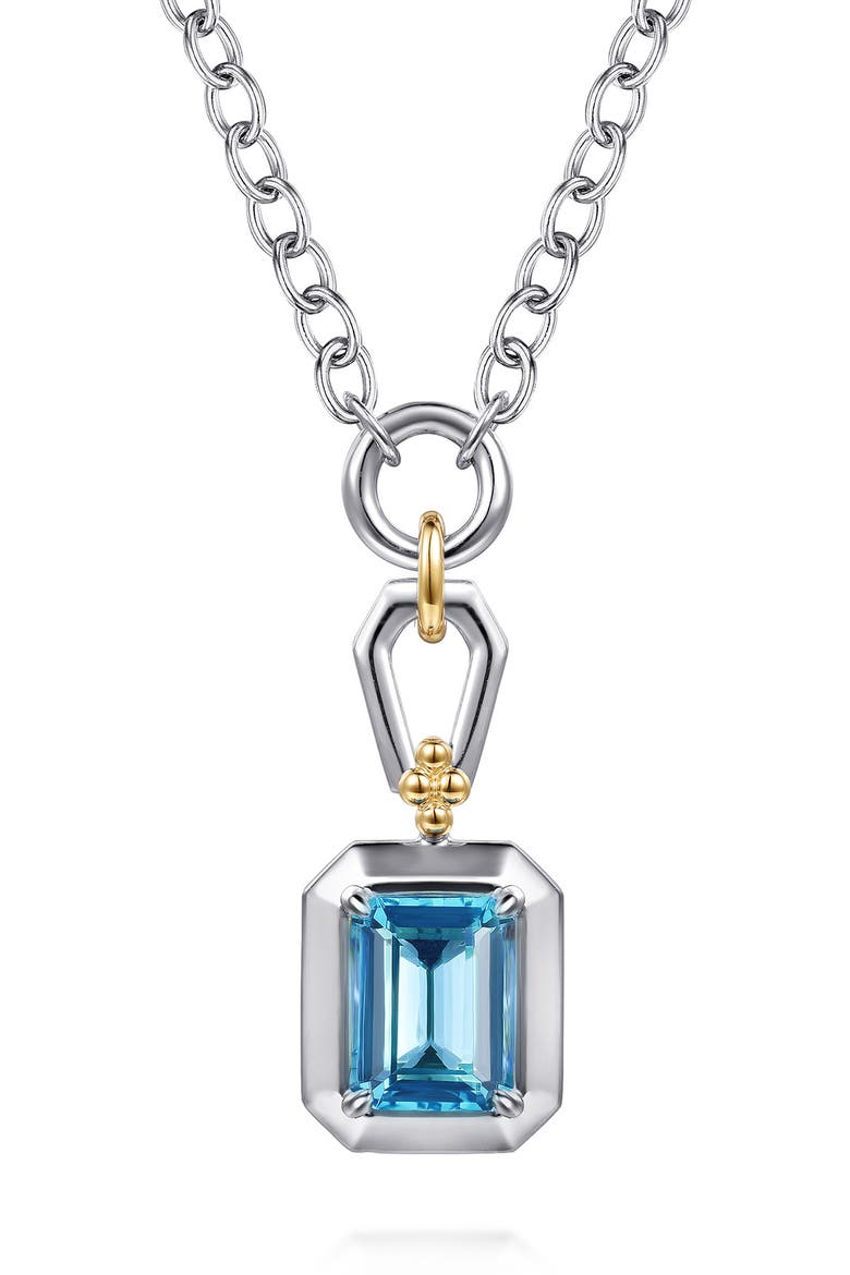 Bujukan Sterling Silver & 14K Gold Blue Topaz Pendant NecklaceBujukan, Main, color, STERLING SILVER