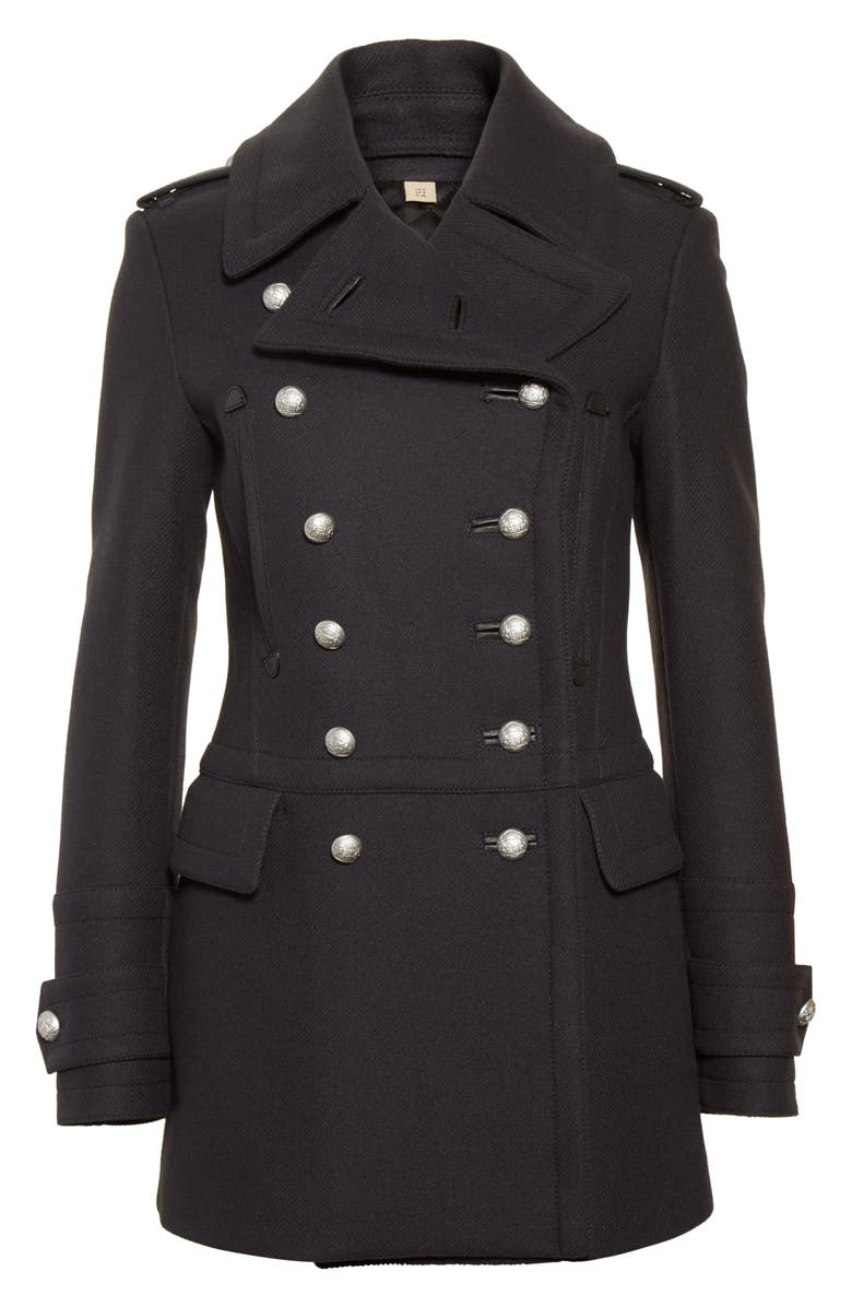 Burberry Milbridgen Wool Blend Military Coat, Alternate, color, 