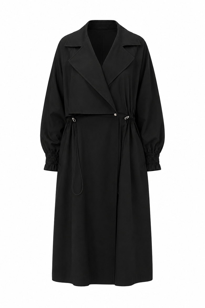 Daniele Belted Midi Trenchcoat, Alternate, color, BLACK