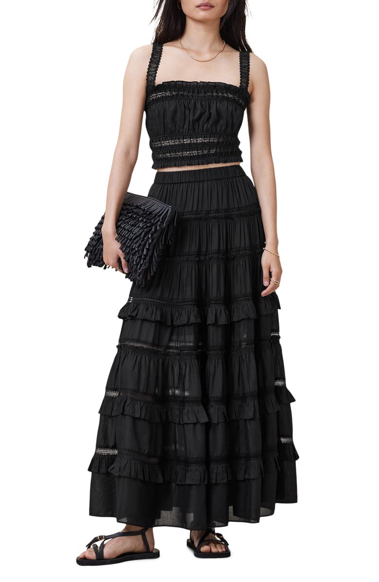 AllSaints Talia Tiered Maxi Skirt, Alternate, color, 