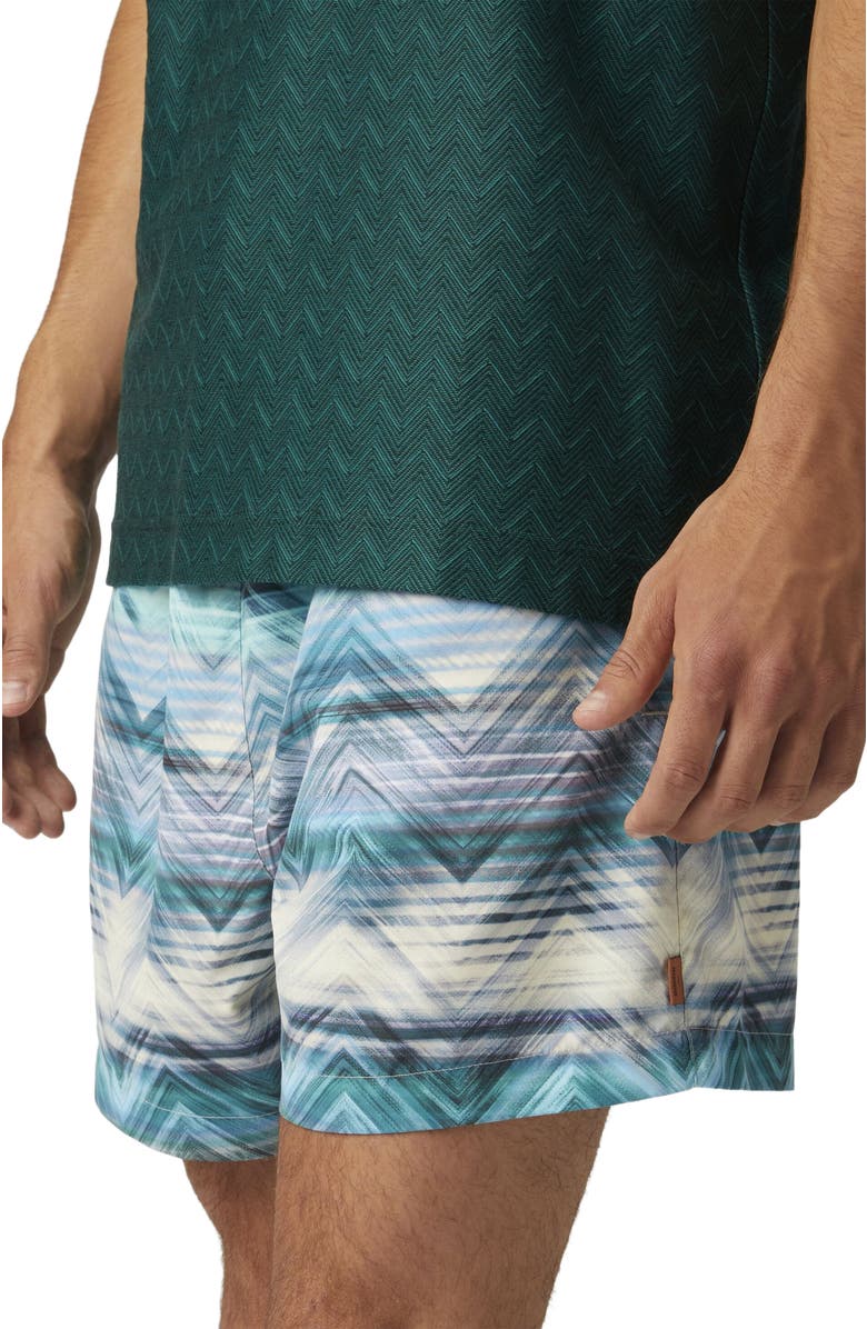 Missoni Swim Shorts With Macro Zig Zag Dégradé Print, Alternate, color, Blue