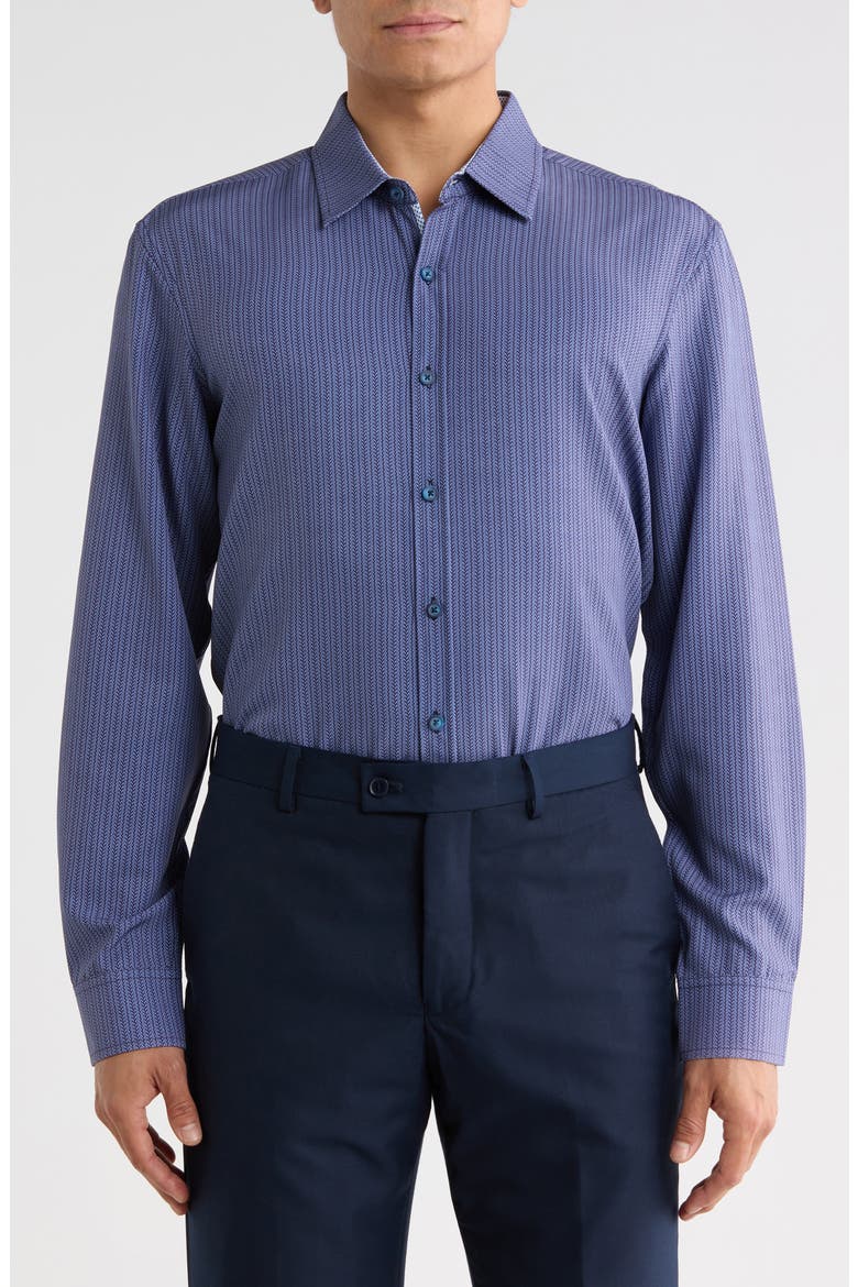 Printed Performance Long Sleeve Shirt, Main, color, BLUE
