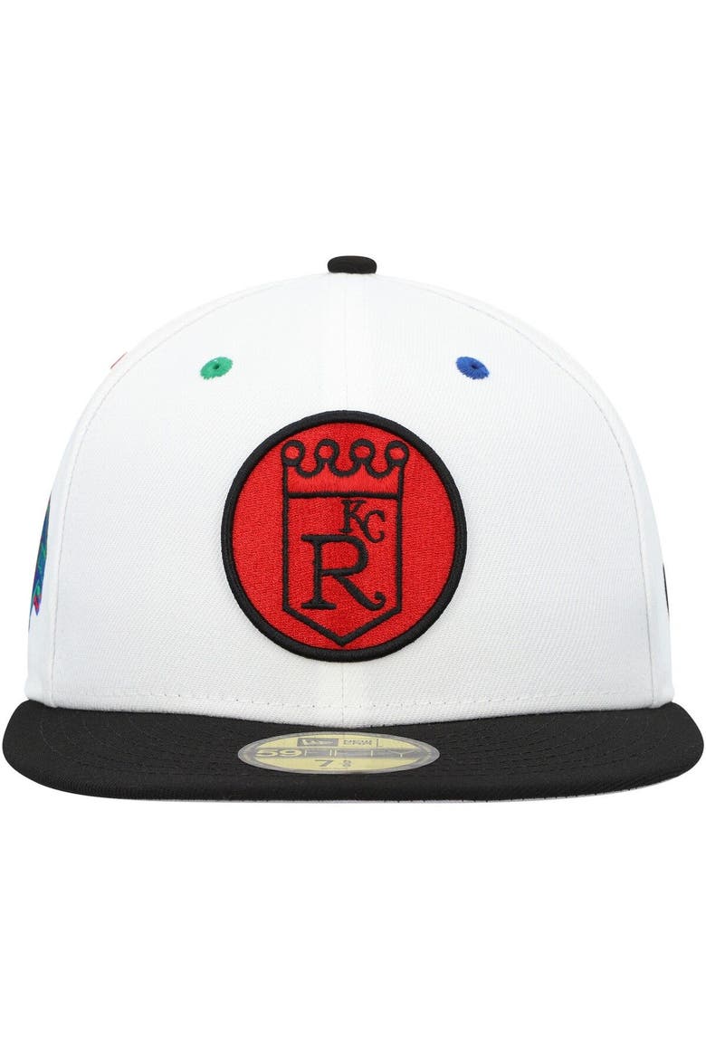 Men's New Era White/Black Kansas City Royals  Primary Eye 59FIFTY Fitted Hat, Alternate, color, White