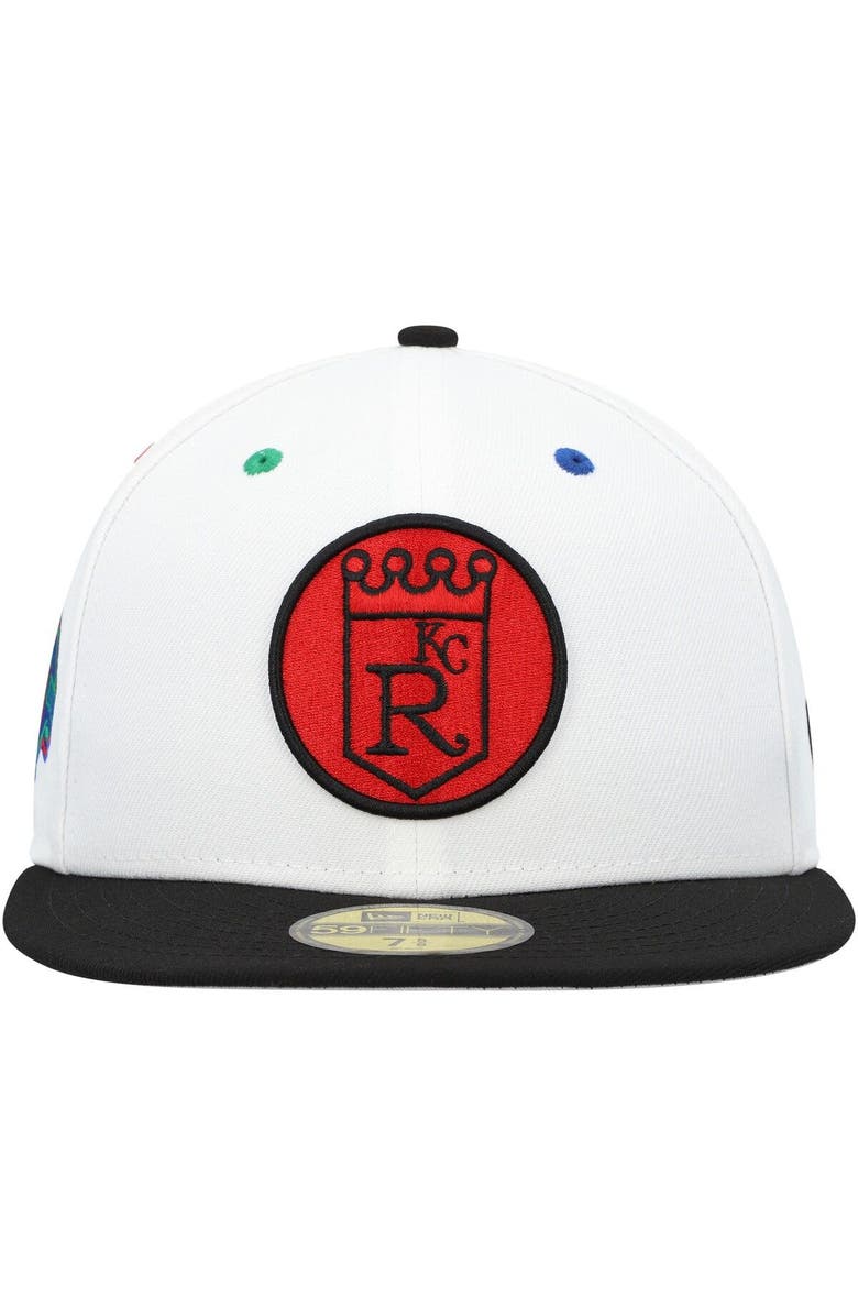 New Era Men's New Era White/Black Kansas City Royals  Primary Eye 59FIFTY Fitted Hat, Alternate, color, White