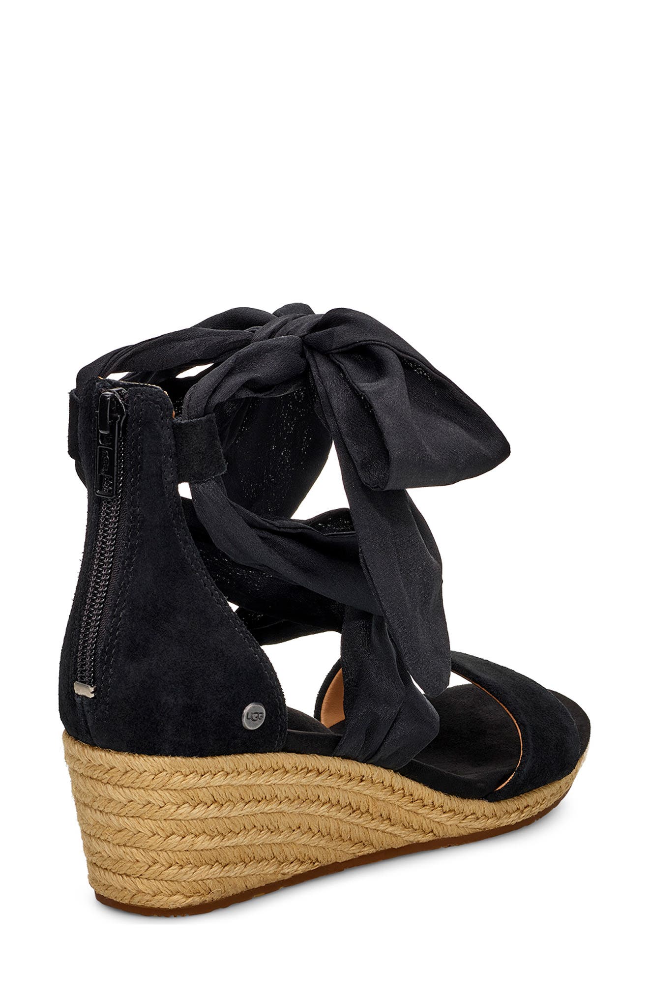 UGG<sup>®</sup> Trina Ribbon Tie Wedge Sandal, Alternate, color, 