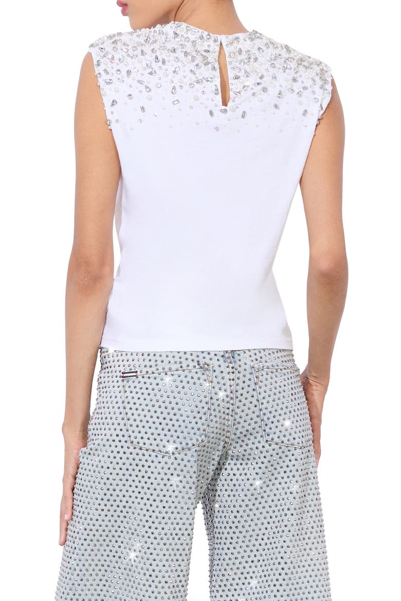 Micah Crystal Detail Rolling Stones Graphic Muscle T-Shirt, Alternate, color, OFF WHITE MULTI