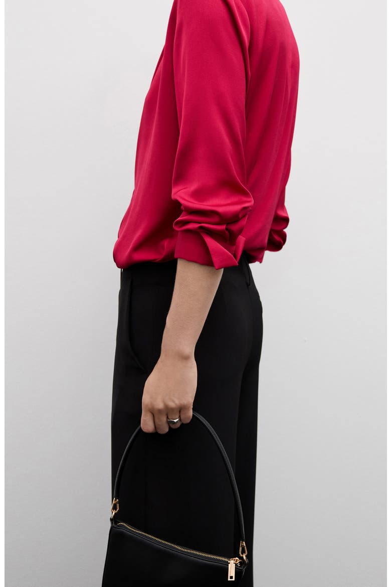 Flowy Satin Button-Up Shirt, Alternate, color, FUCHSIA