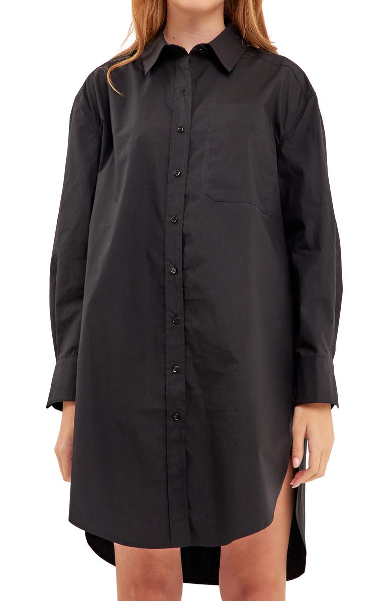 English Factory Classic Collar Shirtdress, Alternate, color, Black