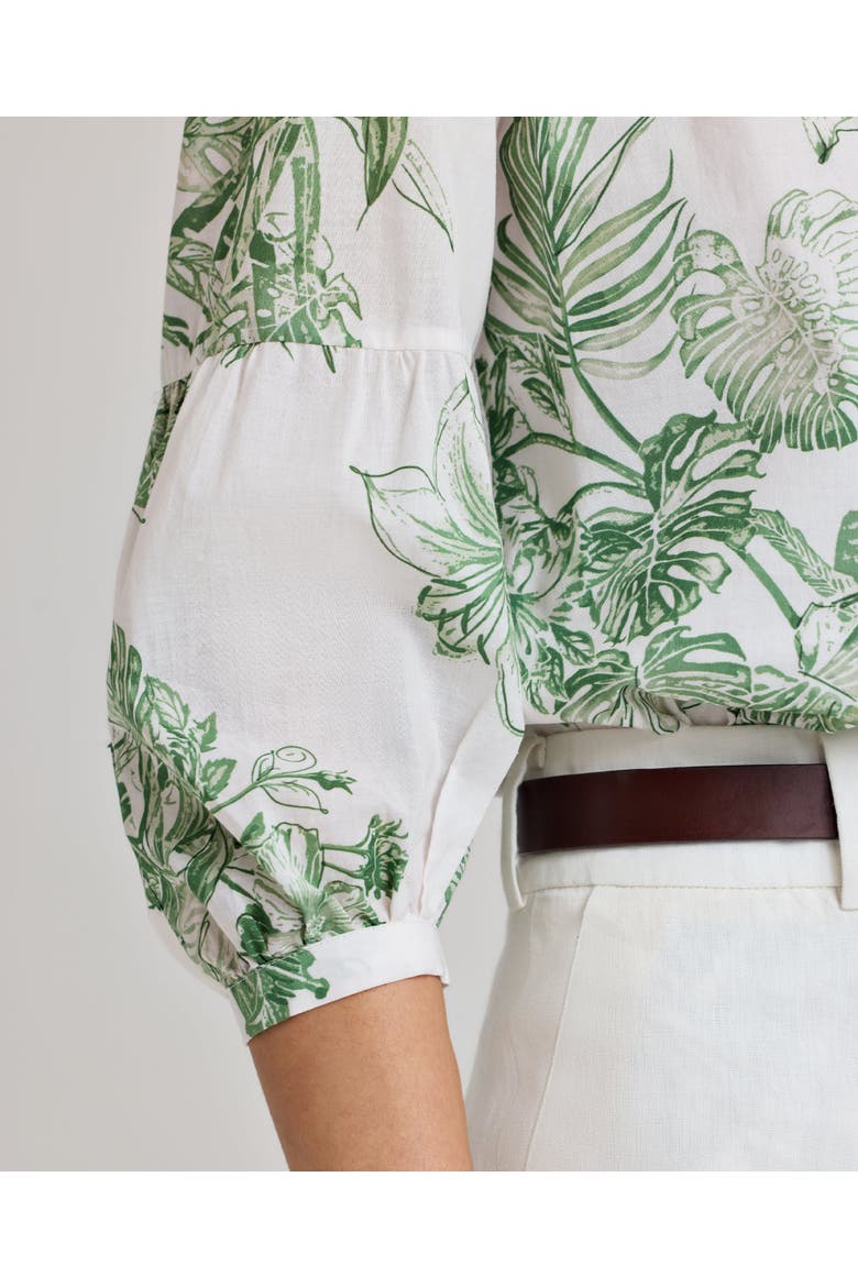Flora Cotton Blouse, Alternate, color, Tropical Green Floral