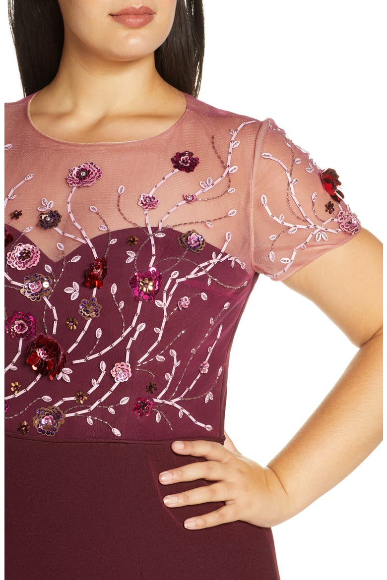 Sequin Bodice Crepe Cocktail Dress, Alternate, color, JAM MULTI