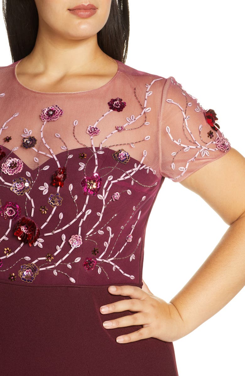 JS Collections Sequin Bodice Crepe Cocktail Dress, Alternate, color,