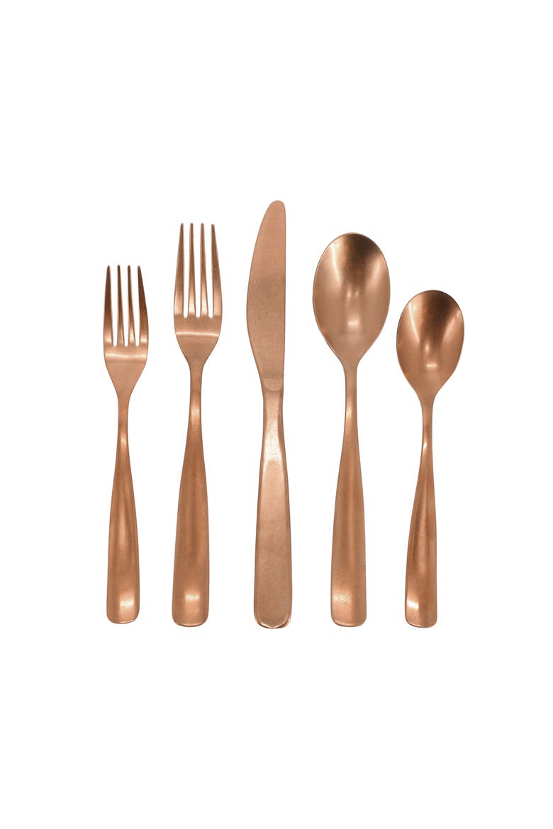 Hulton 20 Piece Stainless Steel Flatware Set, Alternate, color, Metallic Rust/Copper