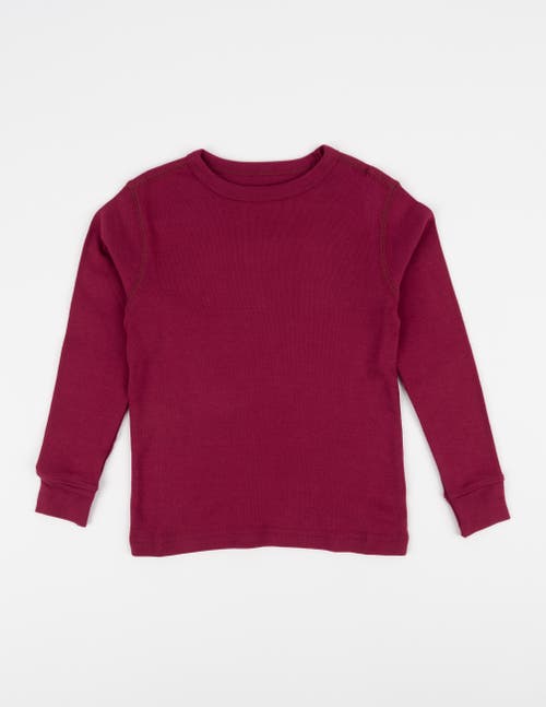 Leveret Kids Long Sleeve T-shirt, 100% Cotton, Solid Colors In Burgundy