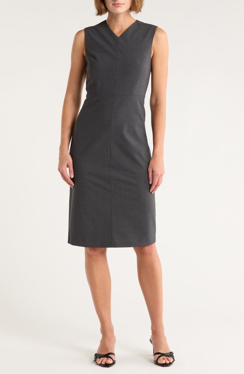 Theory Miyani Wool Blend Sheath Dress, Main, color, Charcoal Melange