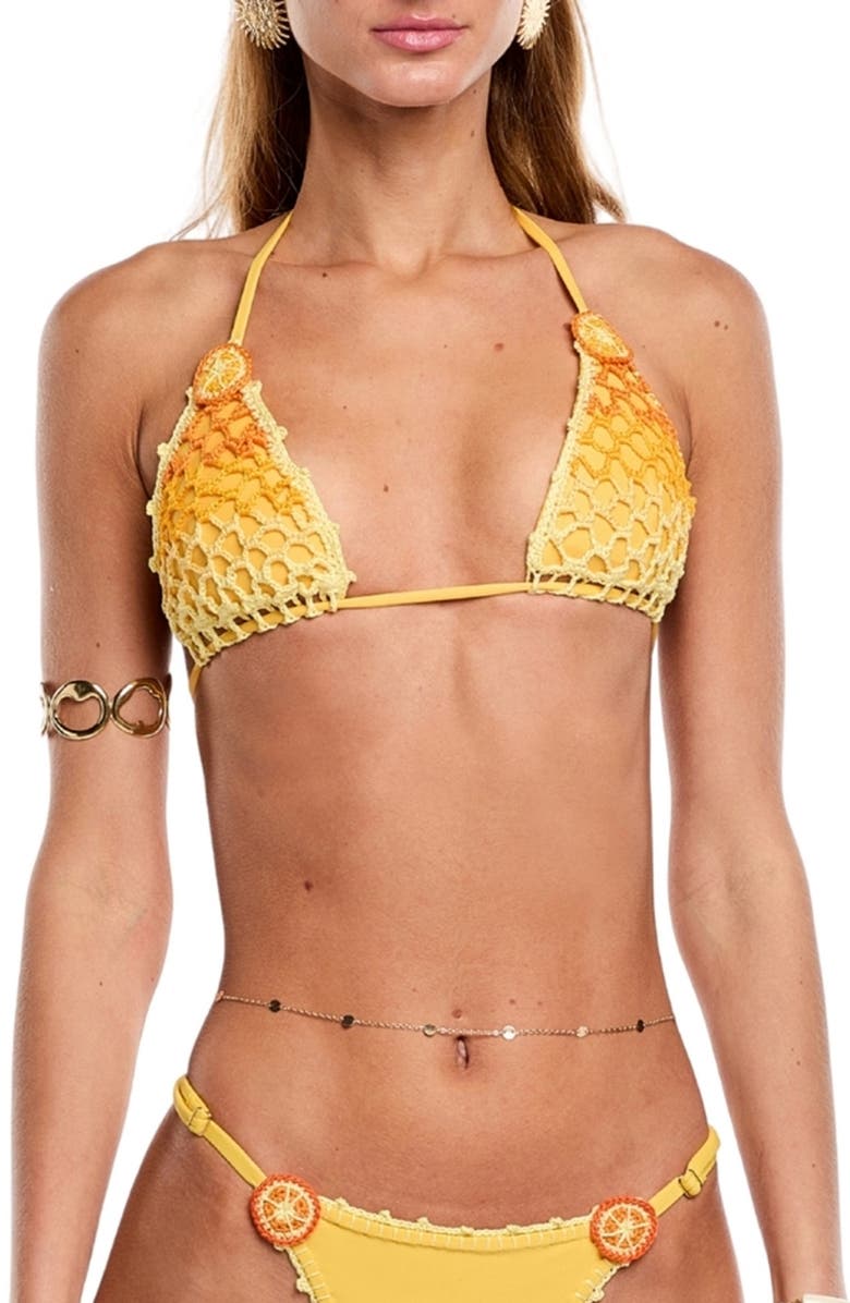 Capittana Pima Cotton Crochet Overlay Bikini Top, Main, color, Orange