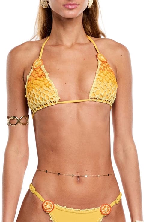 Pima Cotton Crochet Overlay Bikini Top