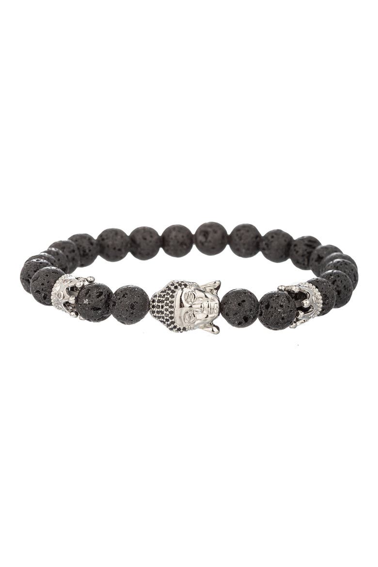 Men's Set of 2 Ethan Hamsa Hand Buddha Head Bracelets, Alternate, color, SILVER