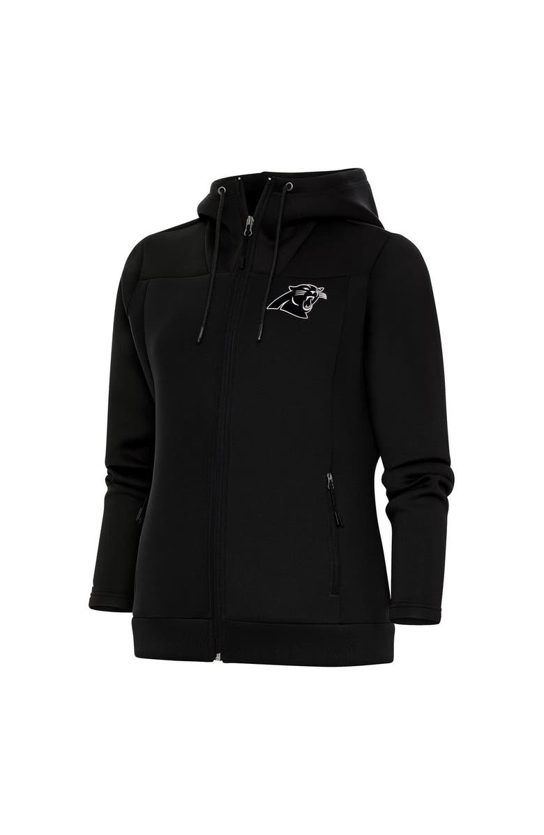ANTIGUA Women's Antigua Black Carolina Panthers Metallic Logo Protect Full-Zip Jacket, Main, color, 